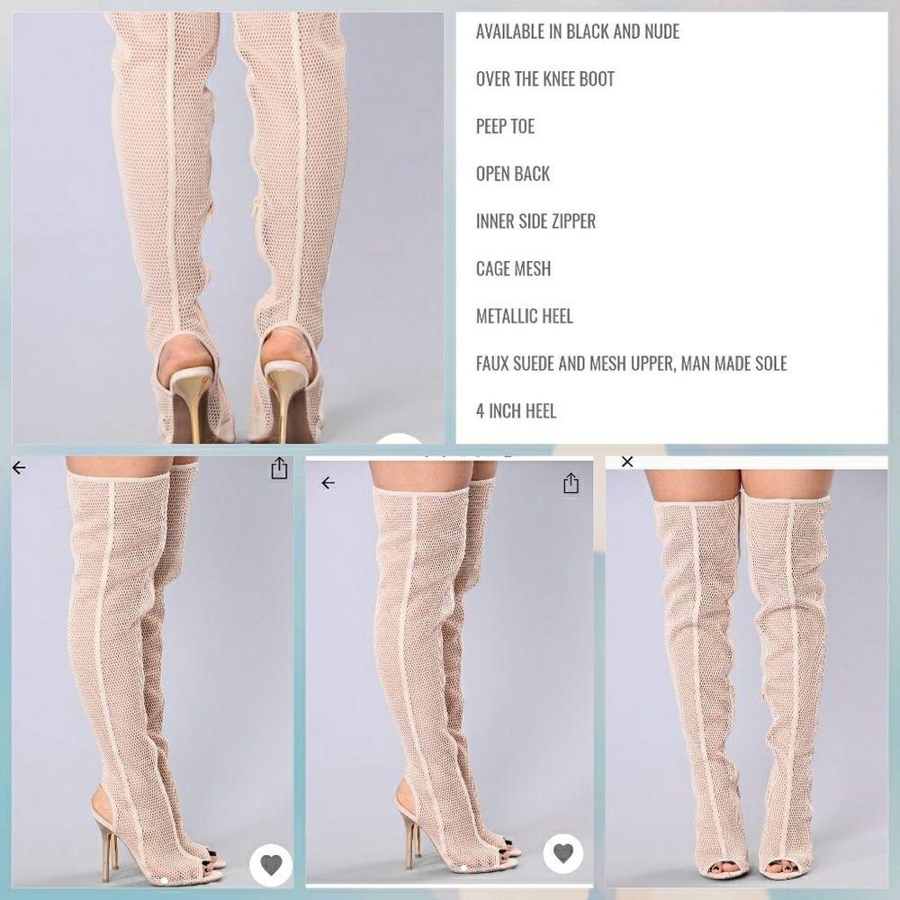 Fashion Nova nude honey comb heeled boots